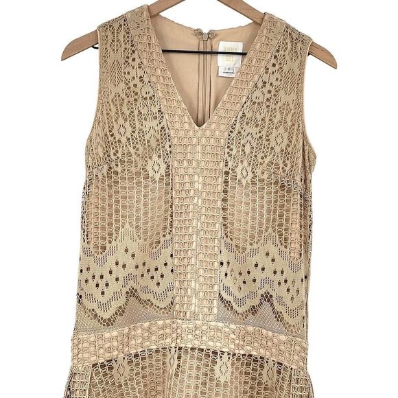 NEW Anna Sui Dress Drop Waist Sleeveless Crochet/Lace Handkerchief Hem | Size 2 - Picture 5 of 14